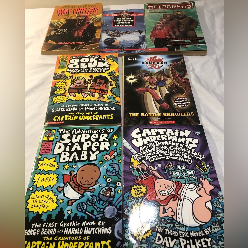Boys Junior novel book lot: Bakugan, bone chillers, animorphs captain underpants
